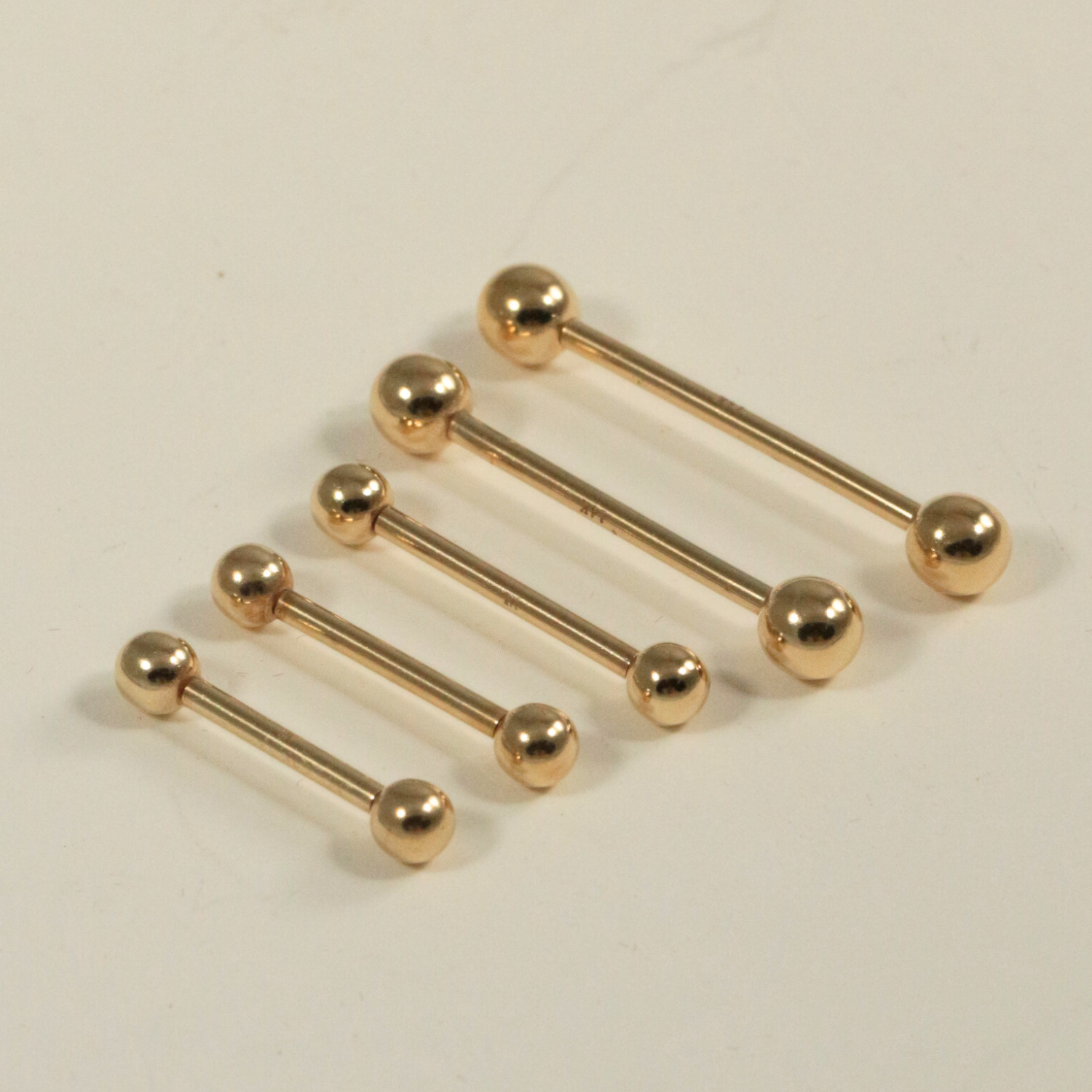 14K Gold Straight Tongue Barbell with Ball - Monster Piercing