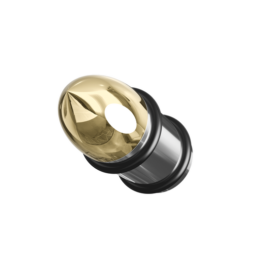 316L Surgical Steel & Gold Top Bullet with O-Rings Internally Threaded Tunnel - Monster Piercing
