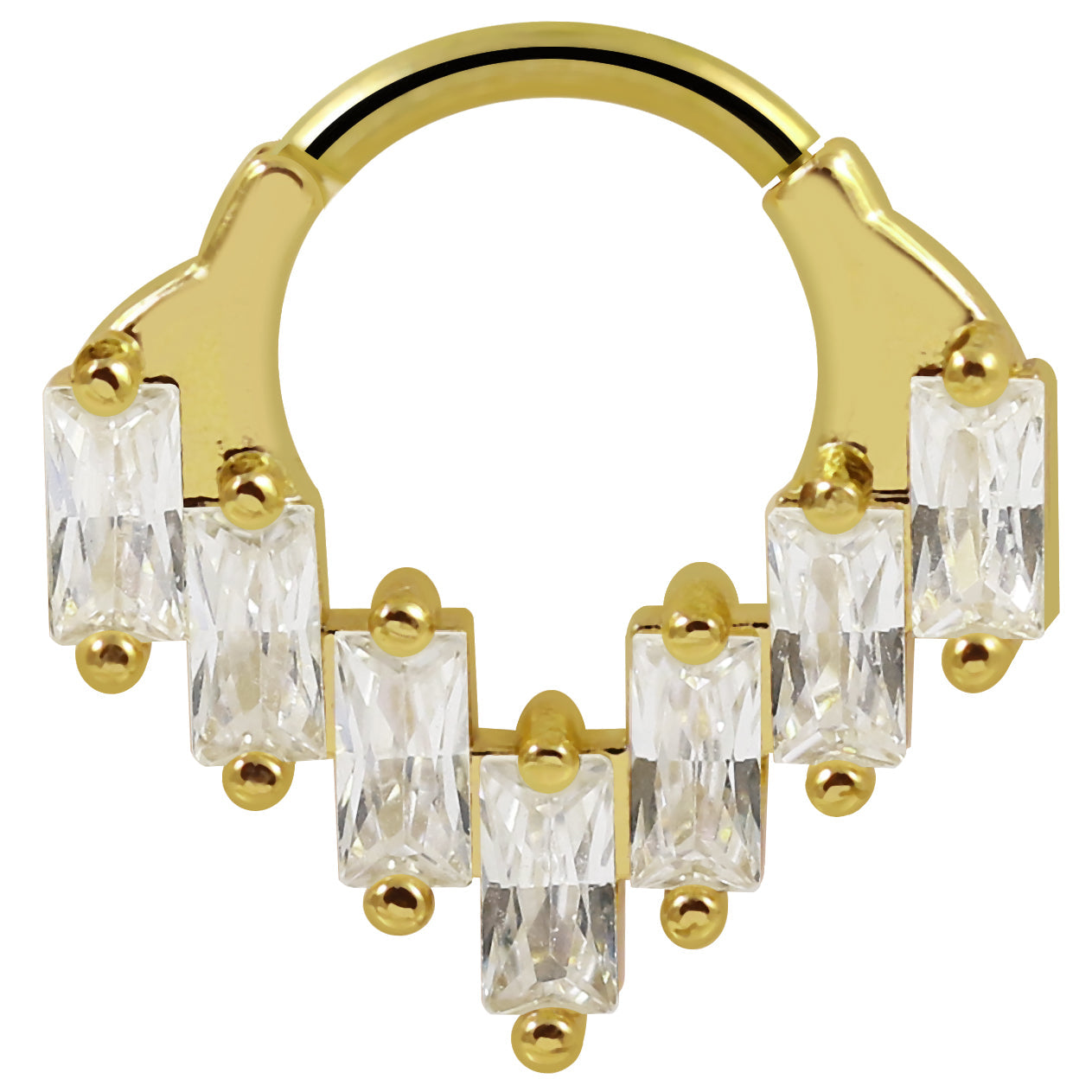 316L Surgical Steel Multi CZ Jewelled Chandelier Style Hinged Segment Clicker Ring - Monster Piercing
