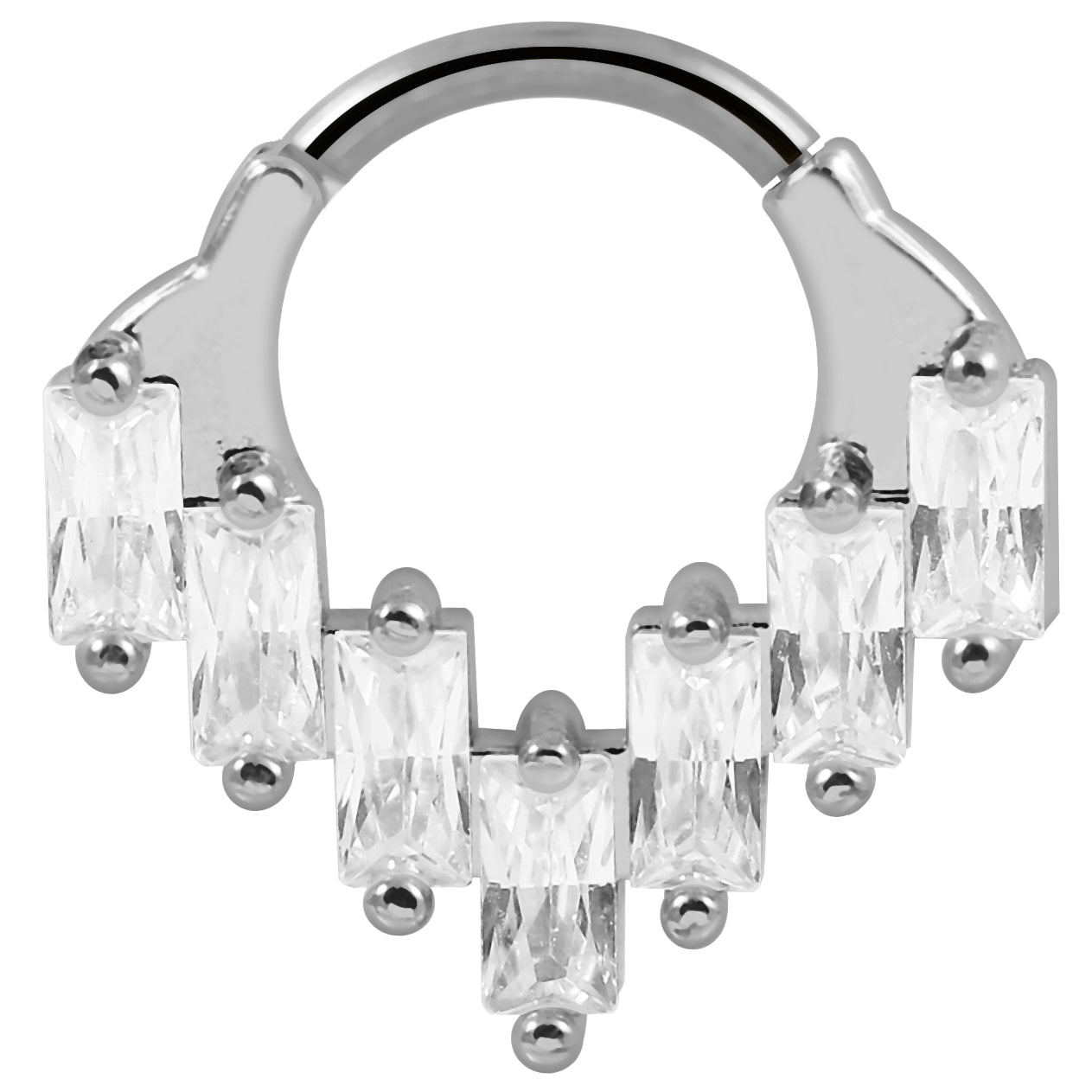 316L Surgical Steel Multi CZ Jewelled Chandelier Style Hinged Segment Clicker Ring - Monster Piercing