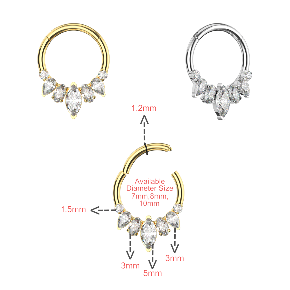 316L Surgical Steel CZ adorned pave segment clicker - Monster Piercing