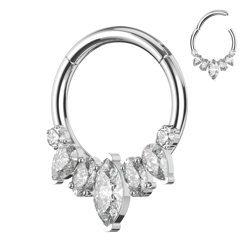 316L Surgical Steel CZ adorned pave segment clicker - Monster Piercing