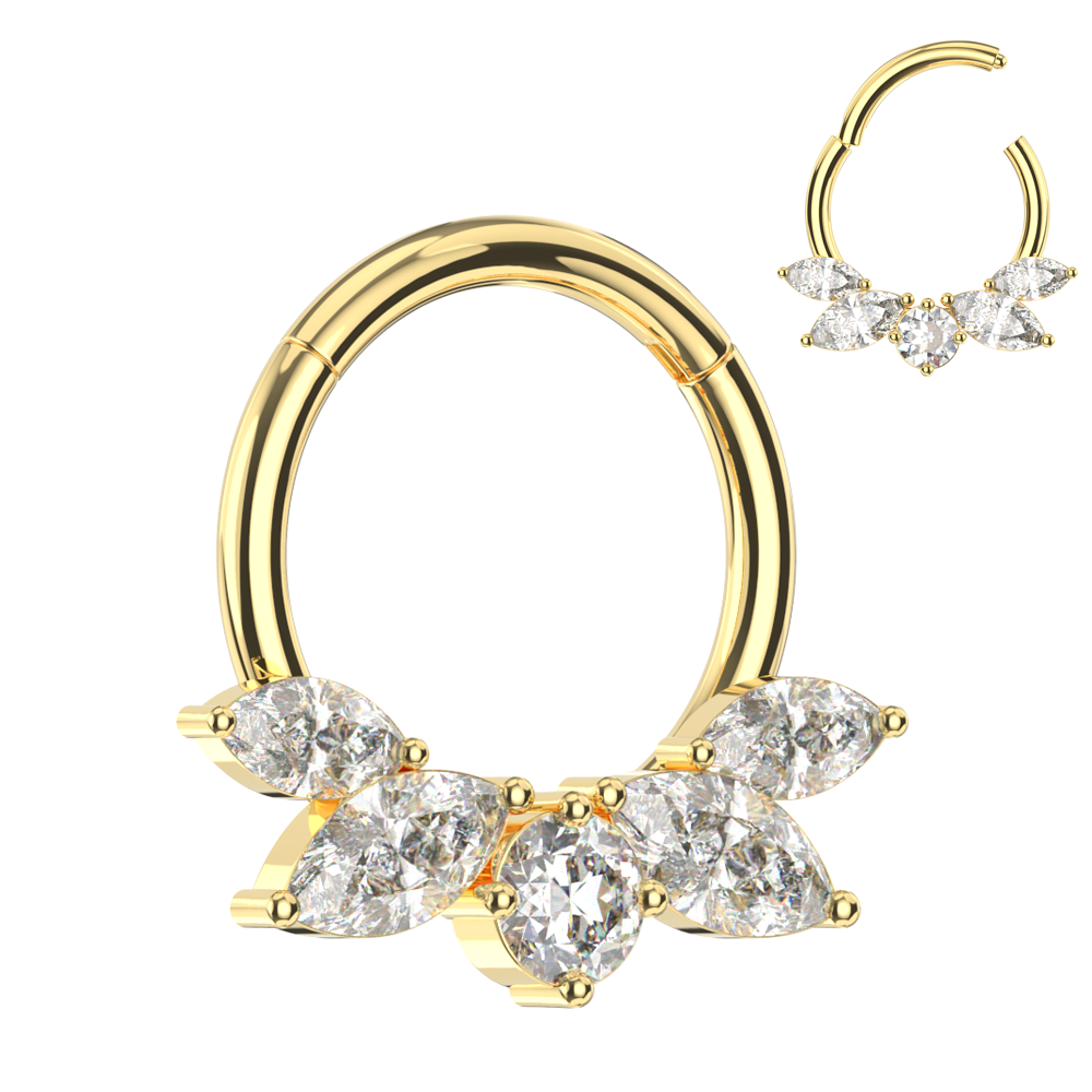 316L Surgical Steel CZ Jewelled Bee Hinged Segment Clicker Ring - Monster Piercing