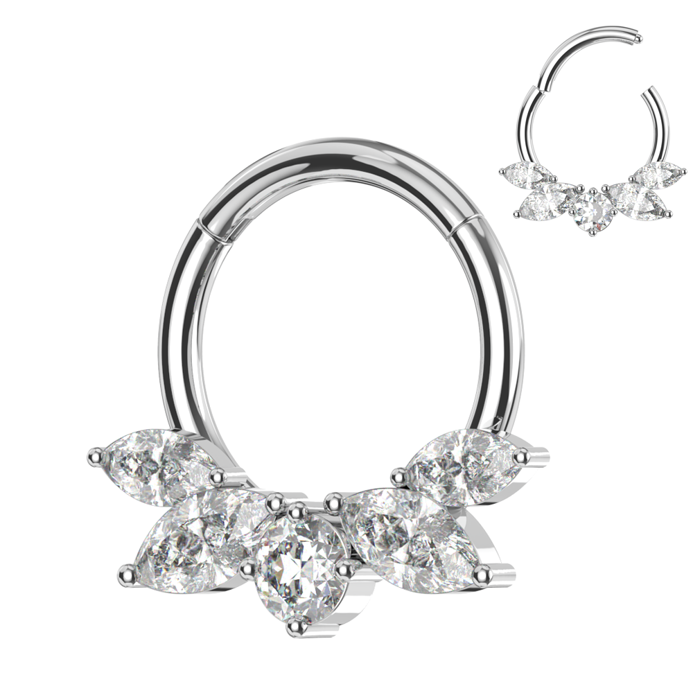 316L Surgical Steel CZ Jewelled Bee Hinged Segment Clicker Ring - Monster Piercing