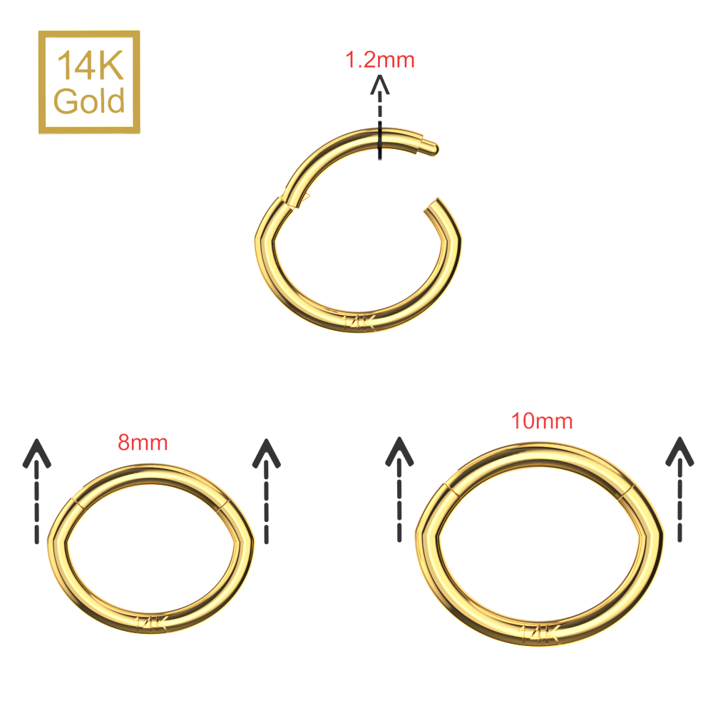 14K Gold Oval Shape Segment Clicker Ring 8mm 10mm
