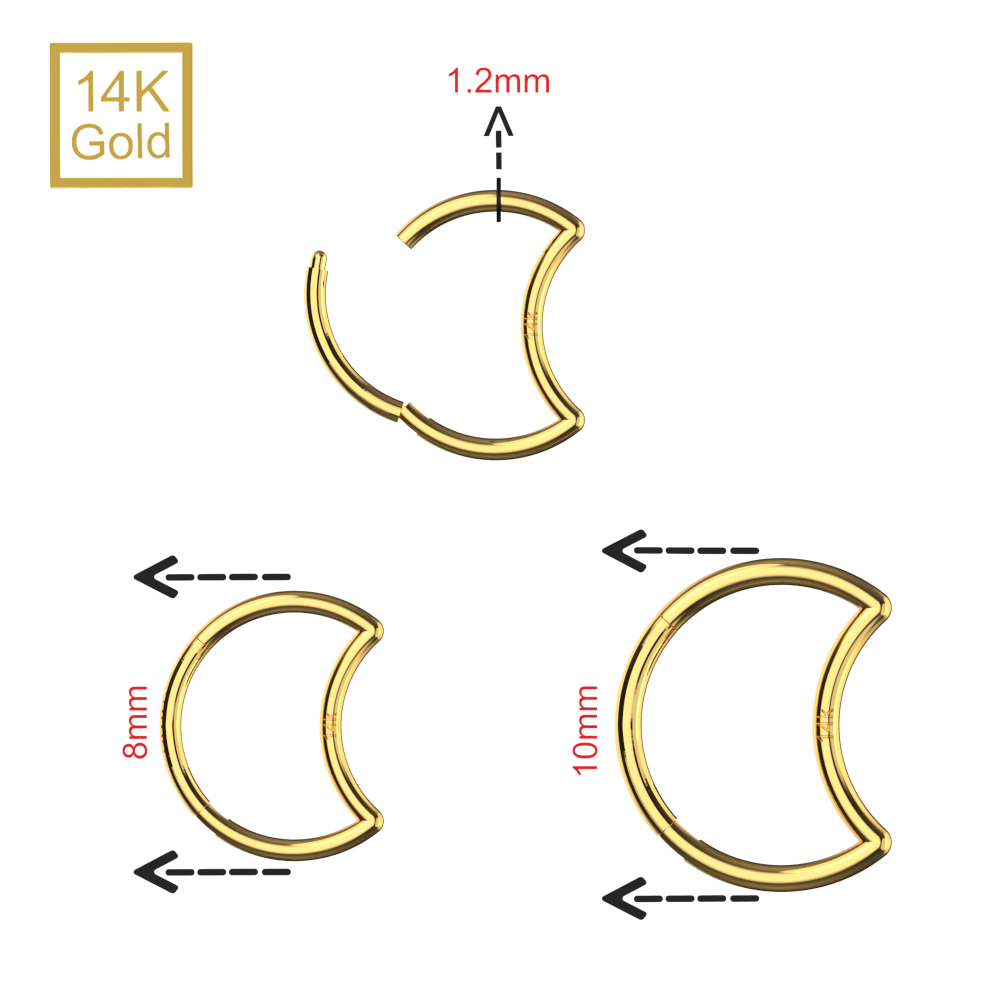 14K Gold Crescent Segment Clicker Ring 8mm 10mm