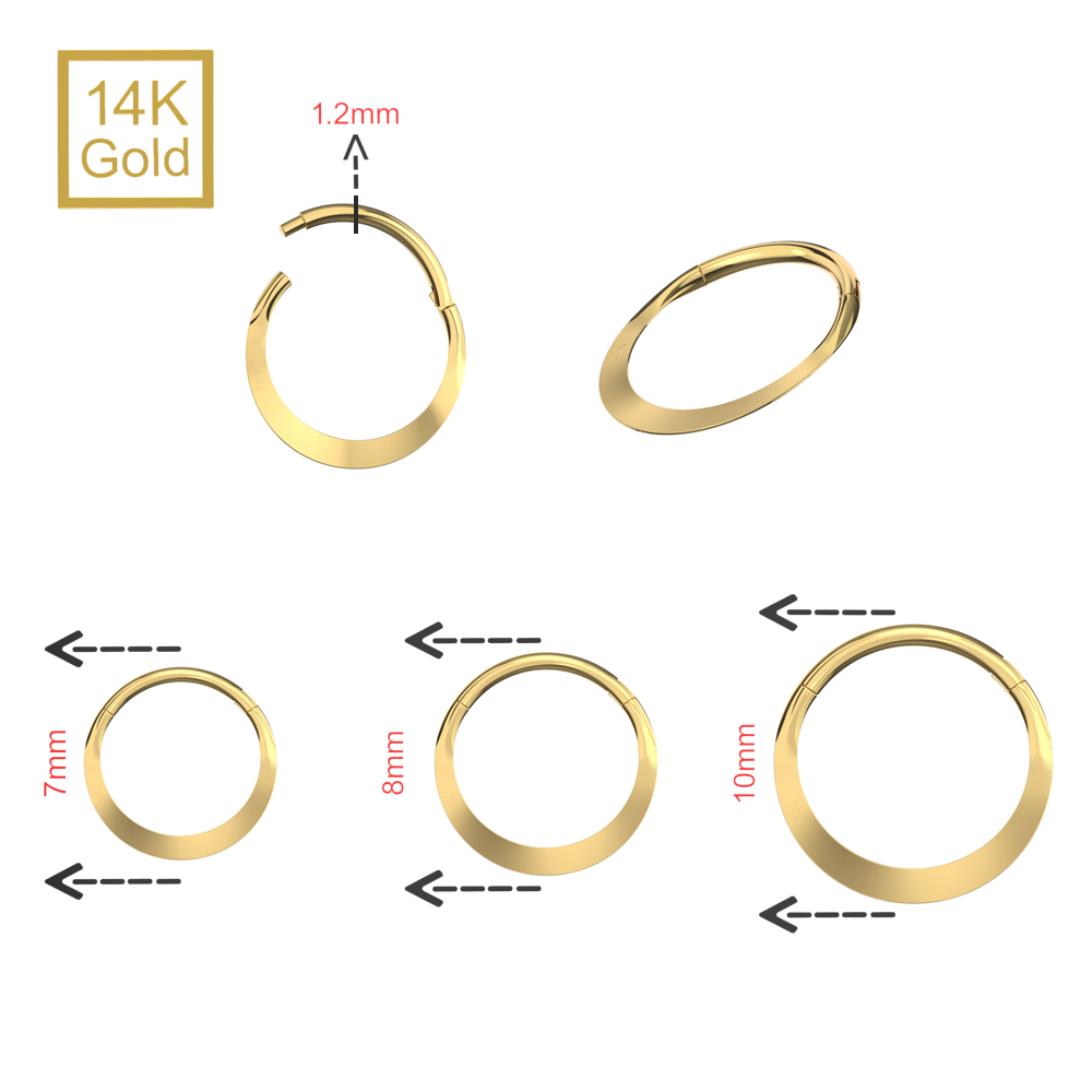 14K Gold Classic Chunky Segment Clicker Ring 7mm 8mm 10mm