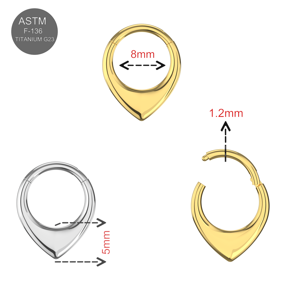 G23 Titanium Teardrop Flat Hinged Segment Clicker Ring - Monster Piercing