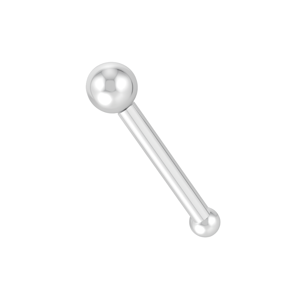 14K Gold Plain Bead Ball Top Nose Bone Stud - Monster Piercing