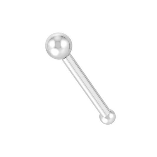 14K Gold Plain Bead Ball Top Nose Bone Stud - Monster Piercing