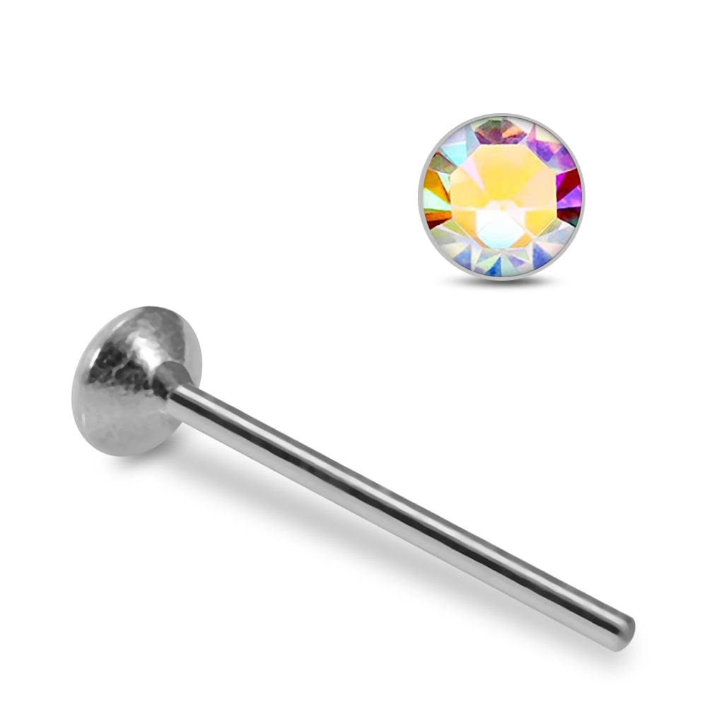 925 Sterling Silver 10pcs 2mm Glued CZ Straight End Nose Stud Box - Monster Piercing