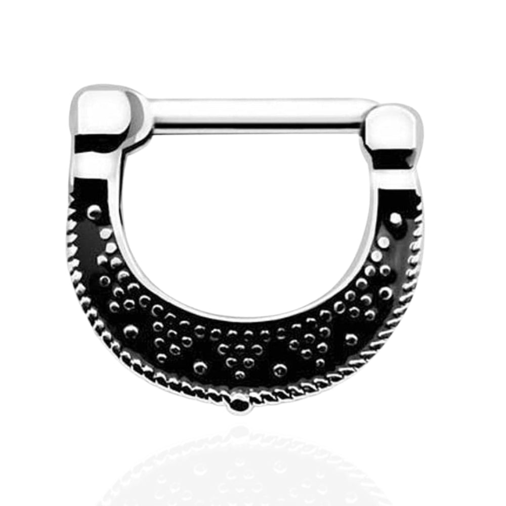 316L Surgical Steel Dotted Pattern Oxidized Septum Clicker Ring - Monster Piercing