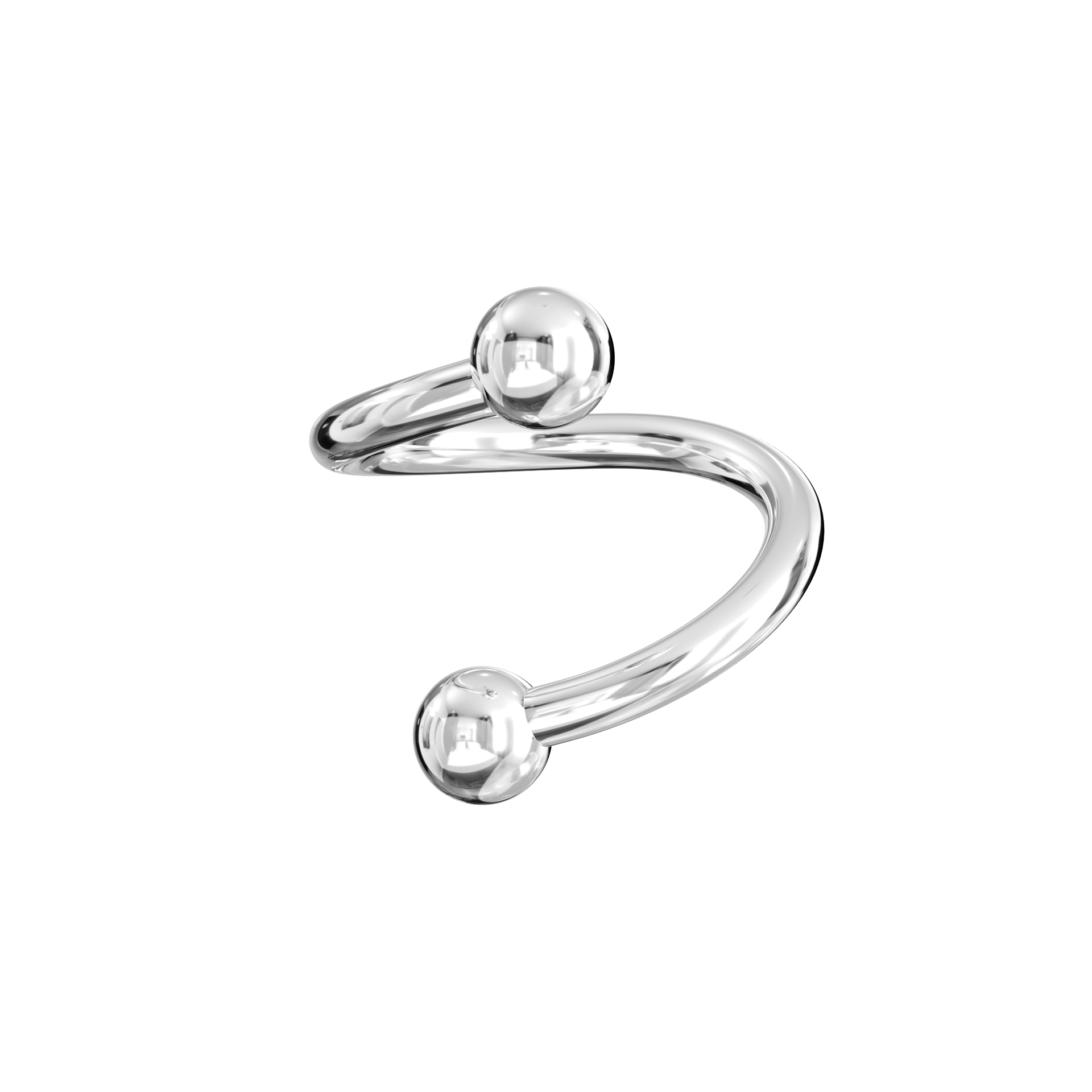 316L Surgical Steel Spiral Barbell with Cone/Ball End - Monster Piercing