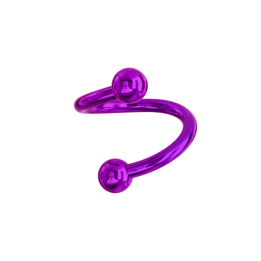 G23 Titanium  Anodised Twister Barbell with Ball - Monster Piercing