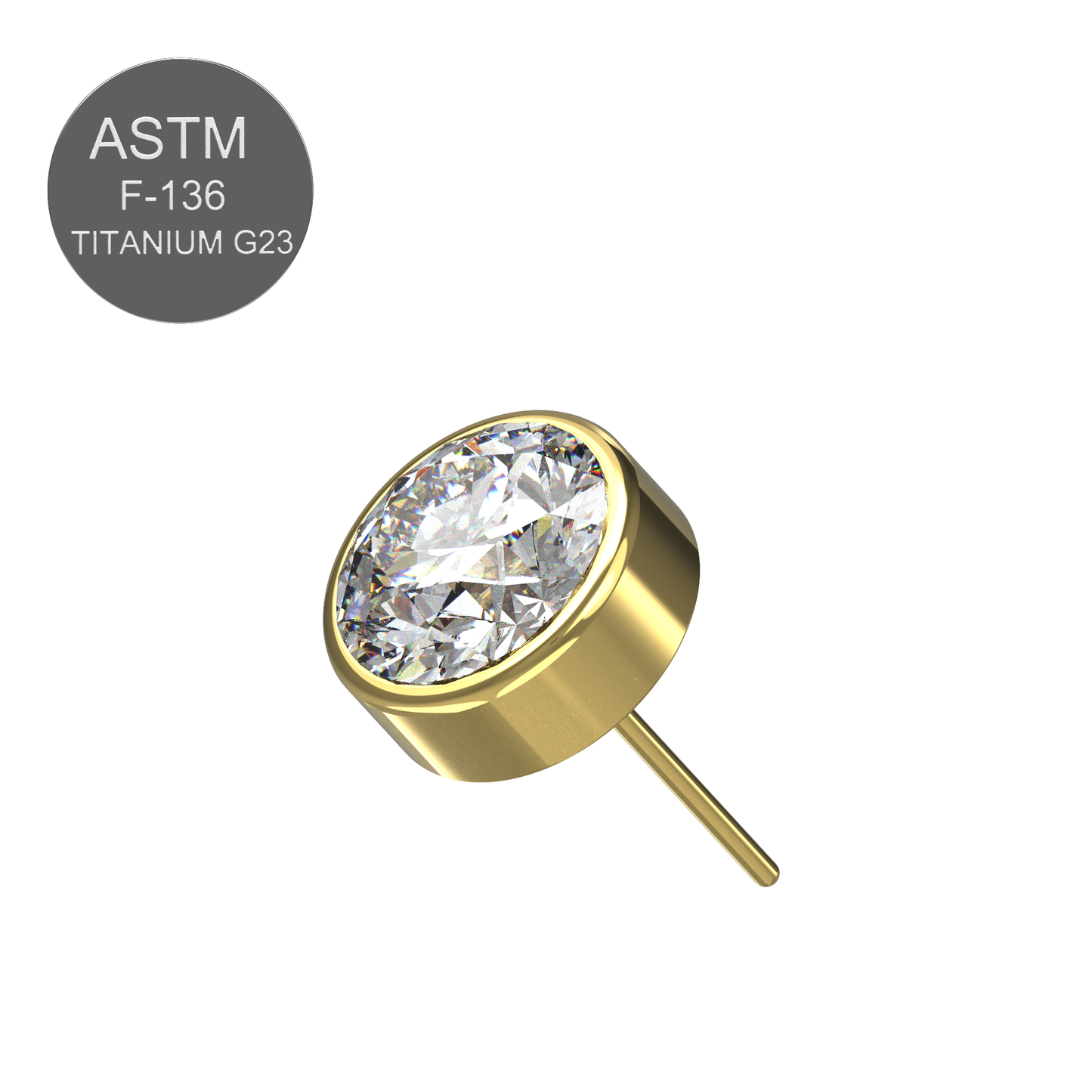 G23 Titanium Round CZ Jewelled Threadless Push-fit Top - Monster Piercing