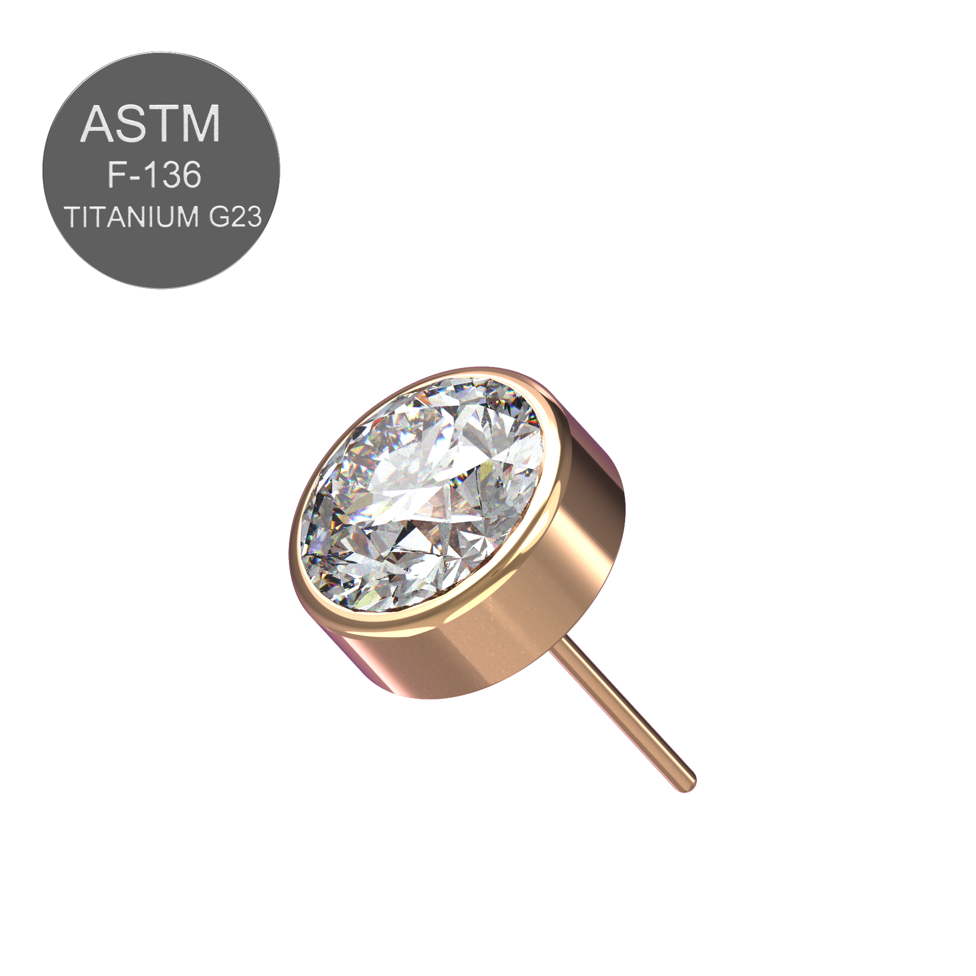 G23 Titanium Round CZ Jewelled Threadless Push-fit Top - Monster Piercing