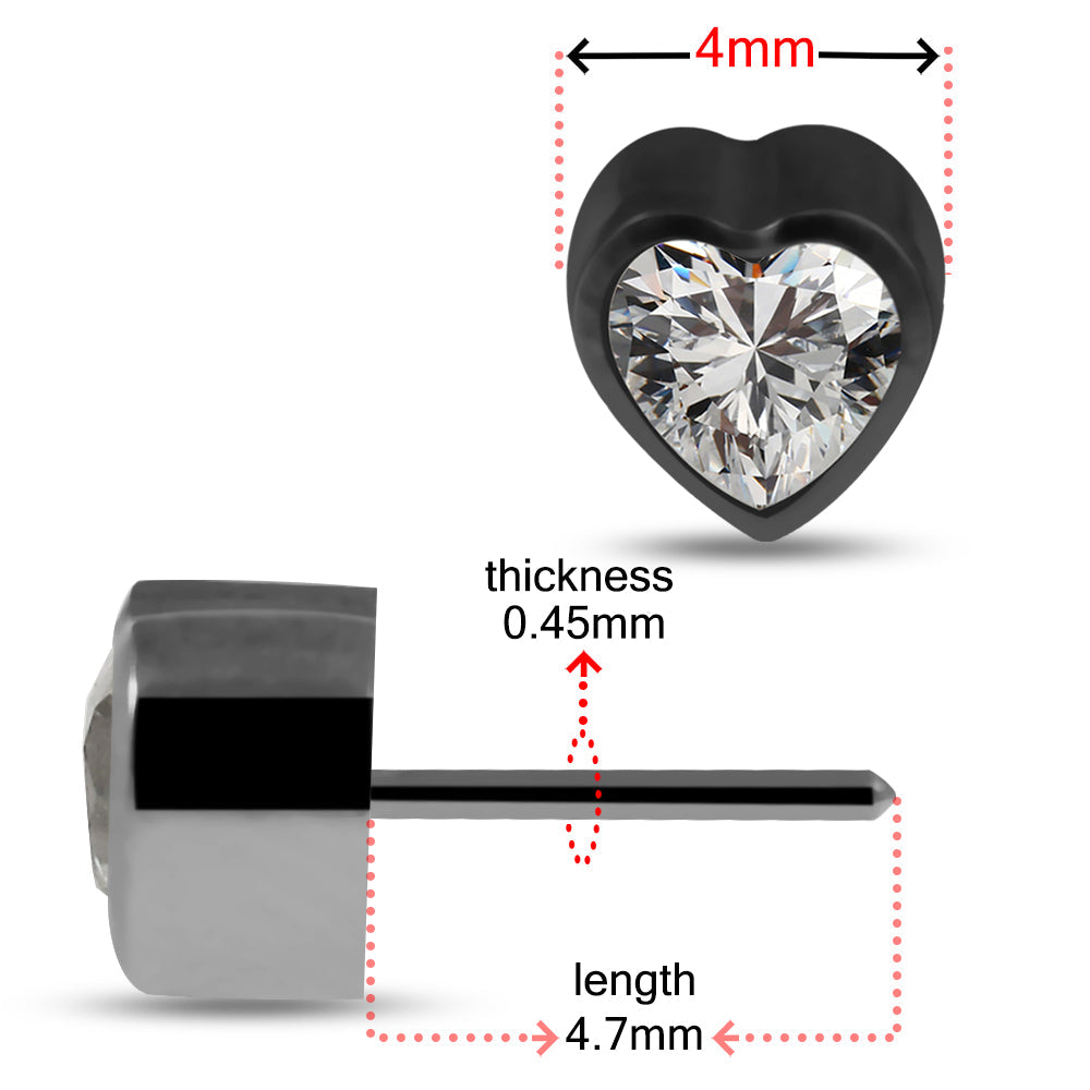 G23 Titanium CZ Jewelled Heart Threadless Push-fit Top - Monster Piercing