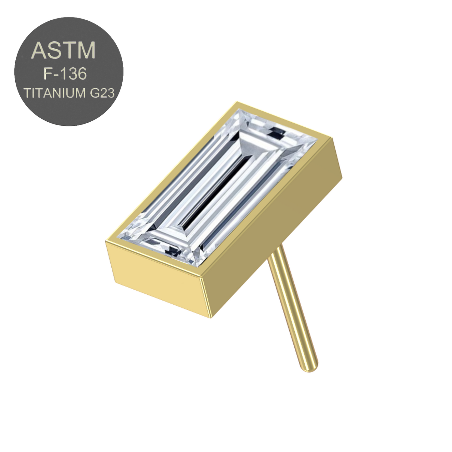 G23 Titanium CZ Jewelled Baguette Threadless Push-fit Top