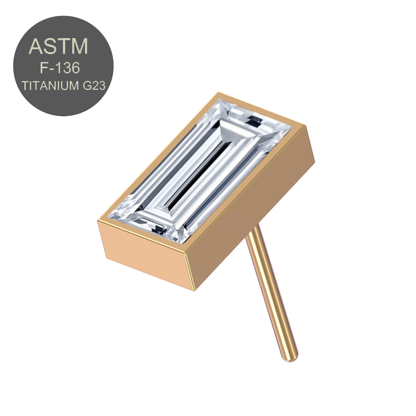 G23 Titanium CZ Jewelled Baguette Threadless Push-fit Top