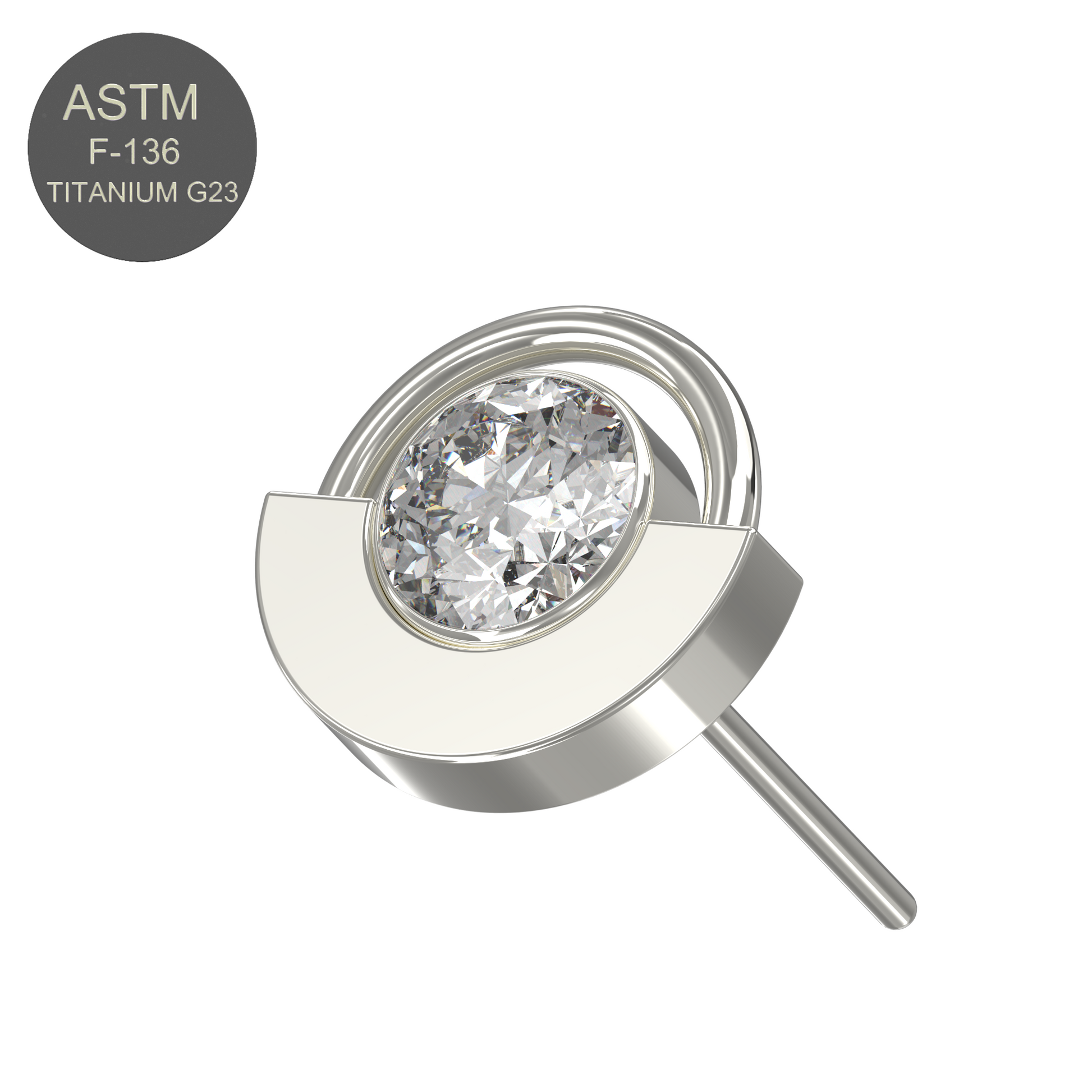 G23 Titanium CZ Jewelled Eyeball Threadless Push-fit Top - Monster Piercing