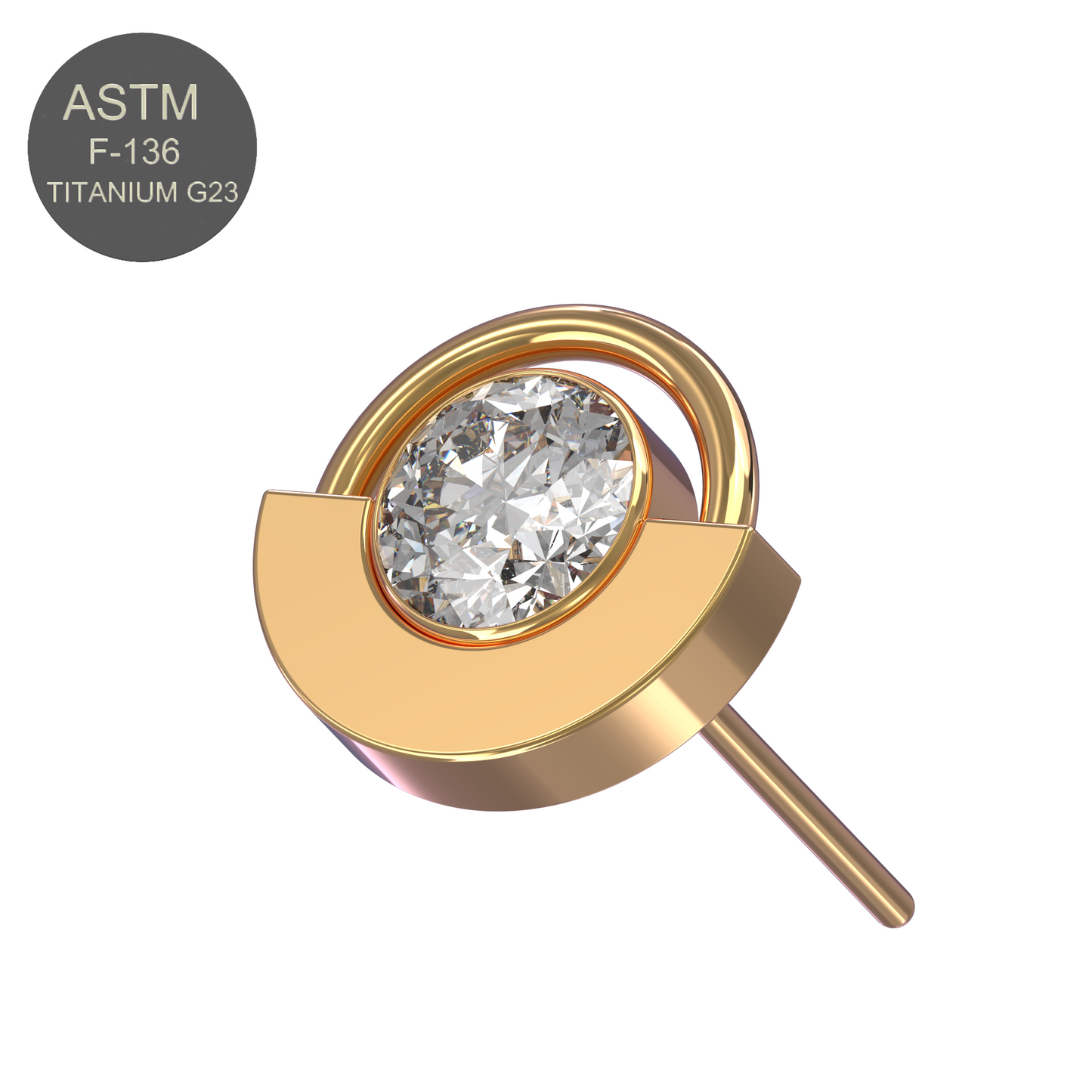 G23 Titanium CZ Jewelled Eyeball Threadless Push-fit Top - Monster Piercing