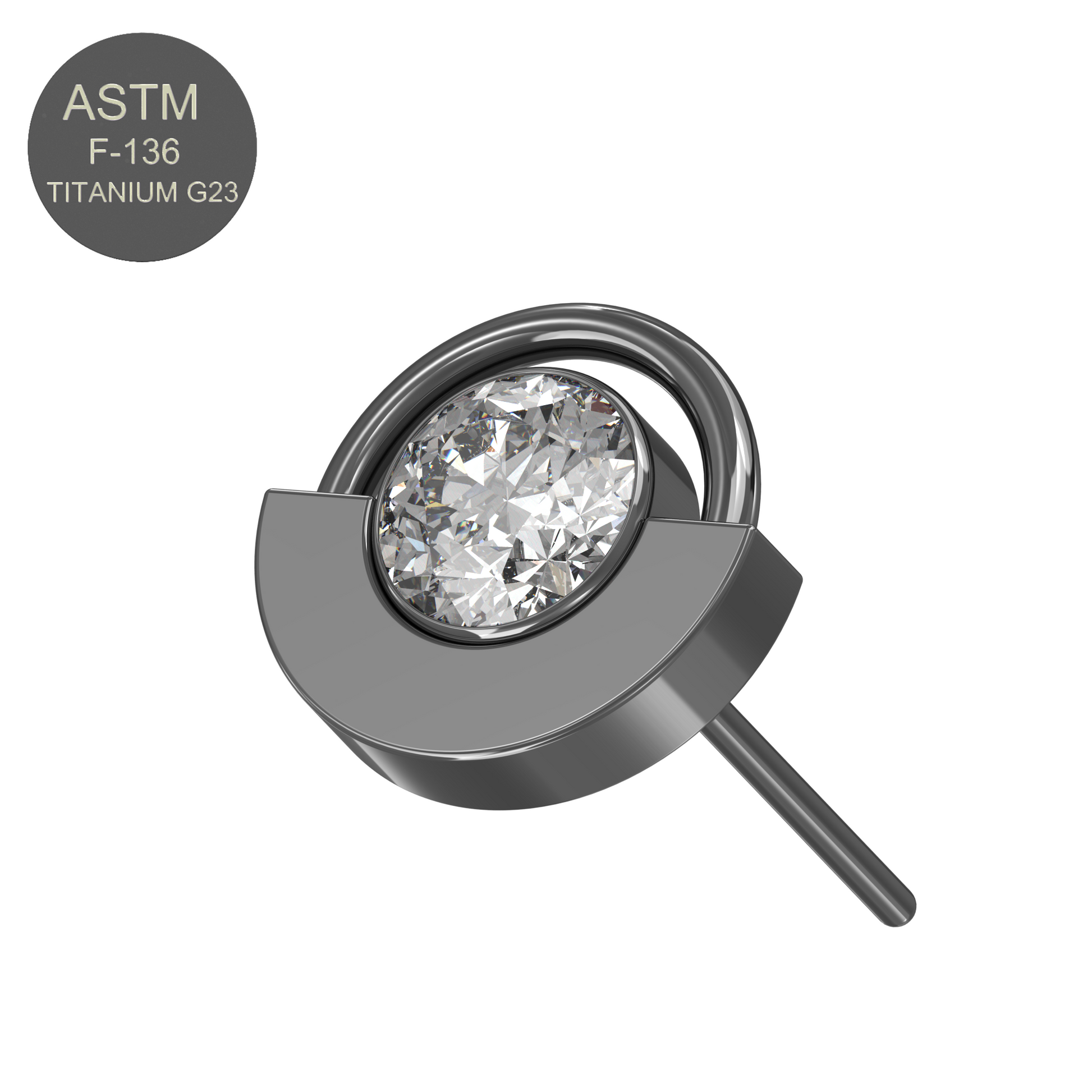 G23 Titanium CZ Jewelled Eyeball Threadless Push-fit Top - Monster Piercing