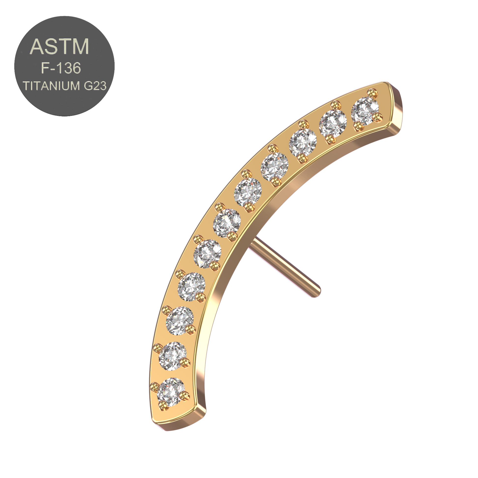 G23 Titanium CZ Jewelled Arch Threadless Push-fit Top - Monster Piercing