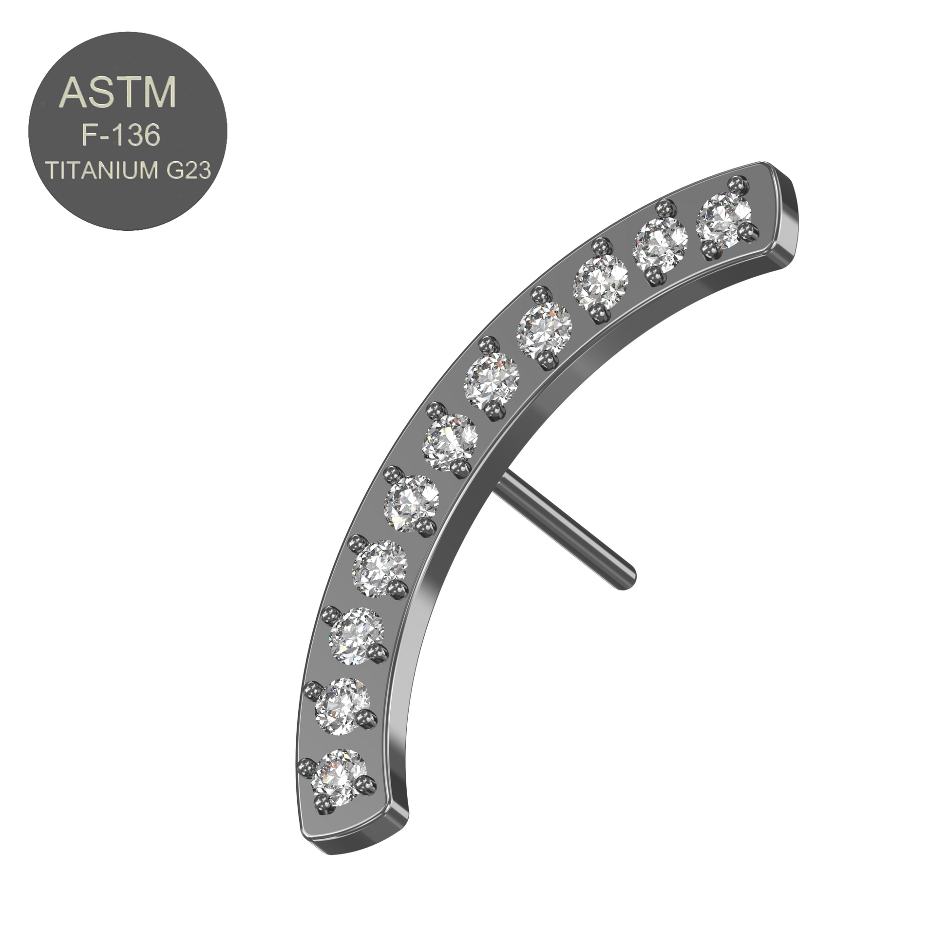 G23 Titanium CZ Jewelled Arch Threadless Push-fit Top - Monster Piercing