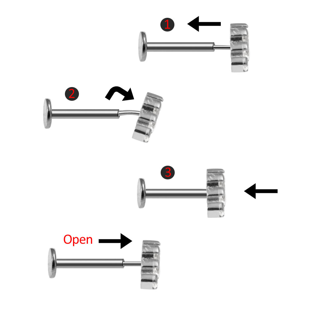 G23 Titanium Five CZ Jewelled Threadless Push-fit Top - Monster Piercing
