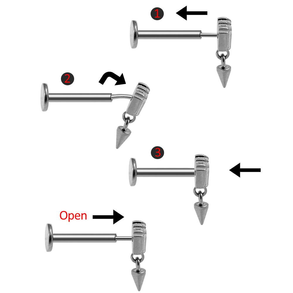 G23 Titanium Triple Jewelled Baguette Dangling Threadless Push-fit Top - Monster Piercing