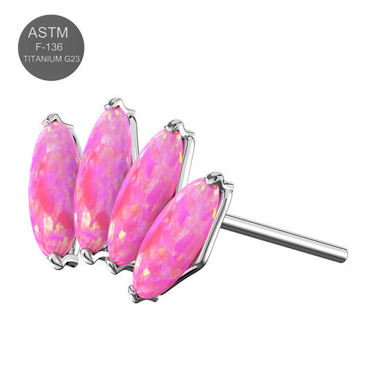 Titanium G23 (Grade 23) Opal Marquise Jewelled Thread-less Push-Fit Top - Monster Piercing