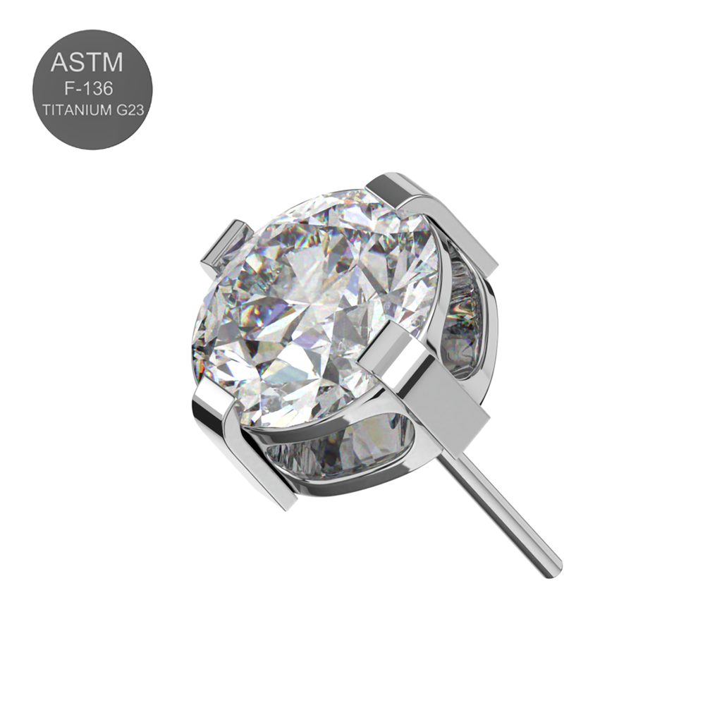 Titanium G23 (Grade 23) Round CZ Jewelled Thread-less Push-Fit Top - Monster Piercing