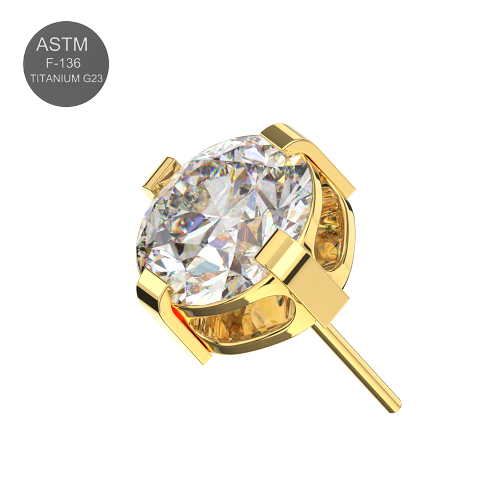 Titanium G23 (Grade 23) Round CZ Jewelled Thread-less Push-Fit Top - Monster Piercing