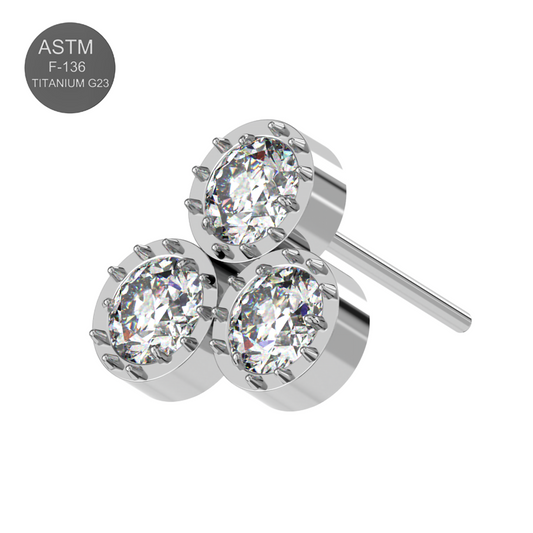 G23 Titanium Jewelled Trio Petal Thread-less Push-Fit Top - Monster Piercing