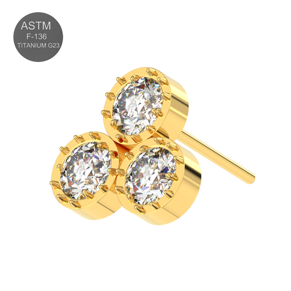 G23 Titanium Jewelled Trio Petal Thread-less Push-Fit Top - Monster Piercing