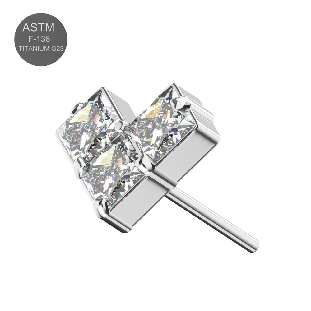 G23 Titanium Crystal Heart Thread-less Push-Fit Top - Monster Piercing