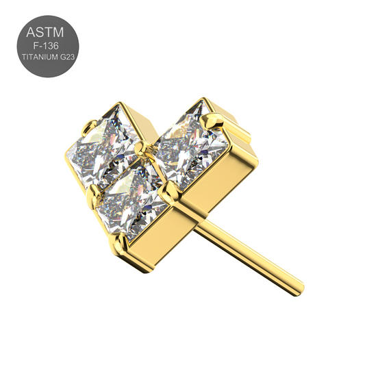G23 Titanium Crystal Heart Thread-less Push-Fit Top - Monster Piercing