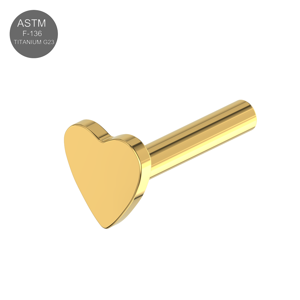 G23 Titanium Push Fit Heart Labret Bar - Monster Piercing