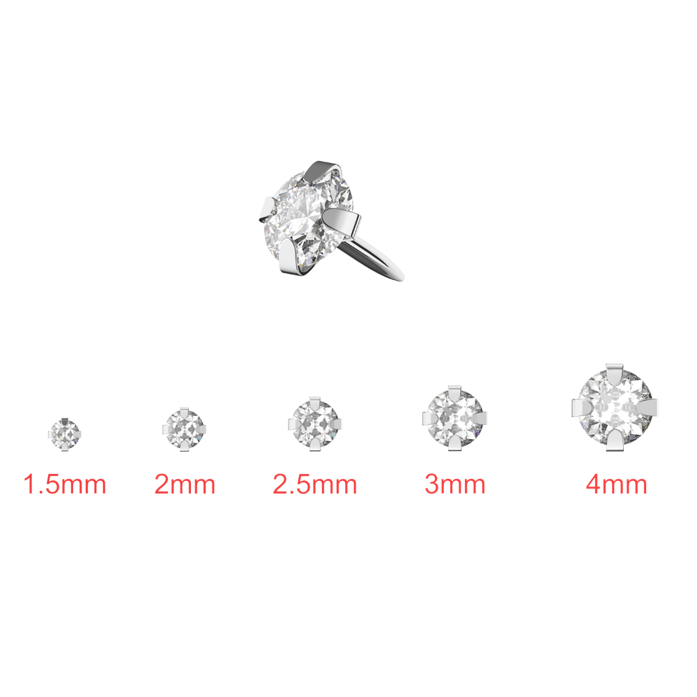 925 Sterling Silver Round CZ Jewelled Push-Fit Top - Monster Piercing