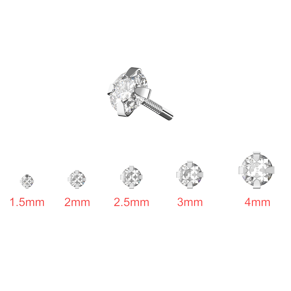 925 Sterling Silver Round CZ Jewelled Internally Threaded Top - Monster Piercing