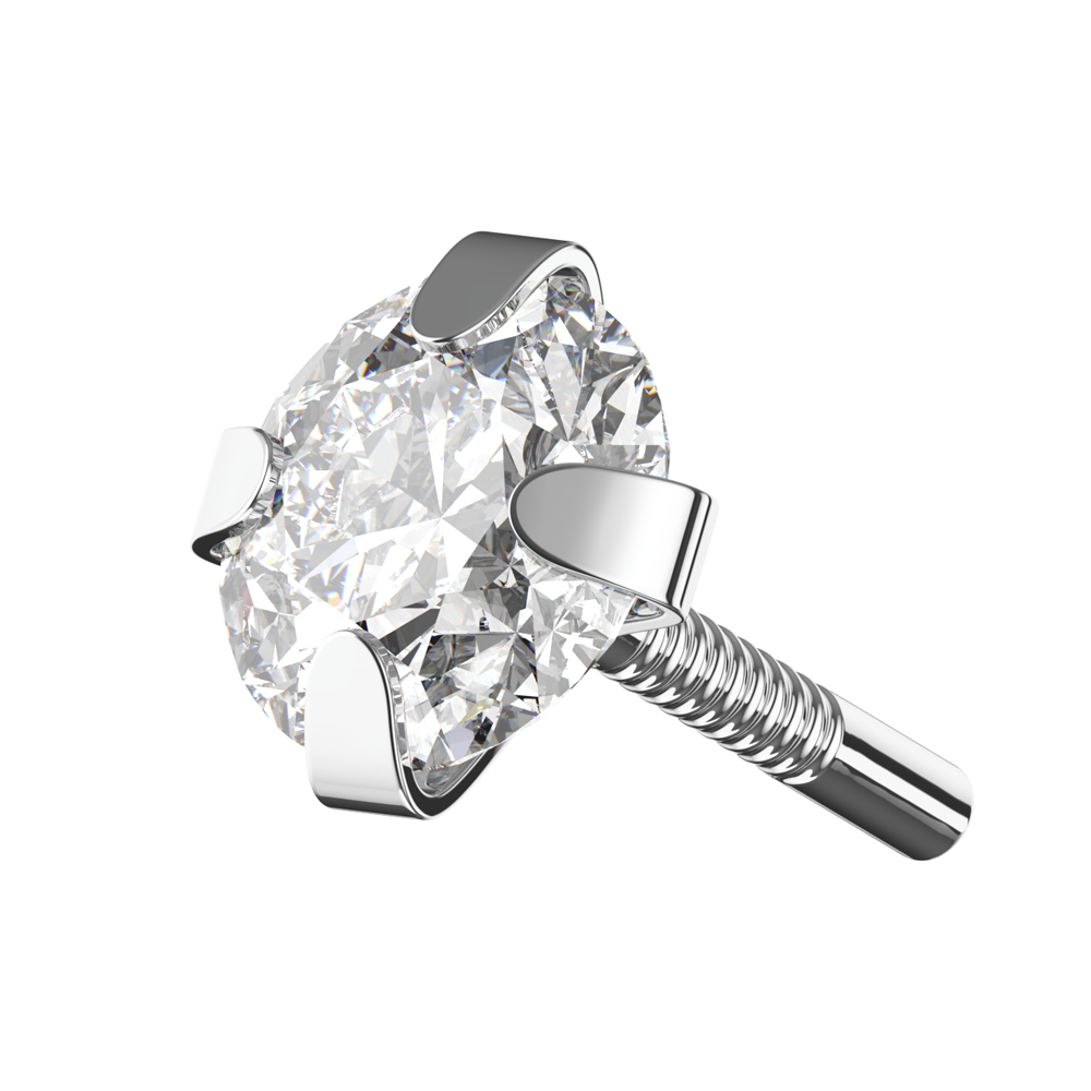 925 Sterling Silver Round CZ Jewelled Internally Threaded Top - Monster Piercing