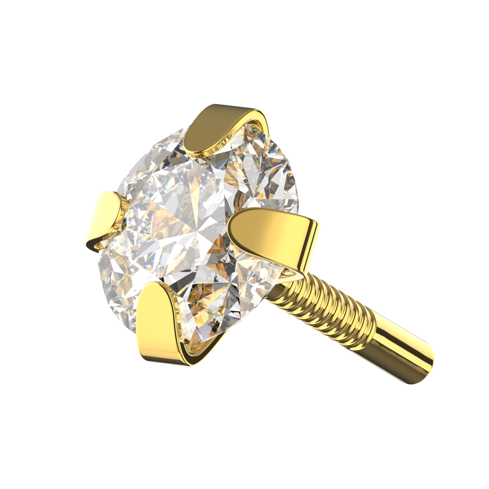 925 Sterling Silver Round CZ Jewelled Internally Threaded Top - Monster Piercing