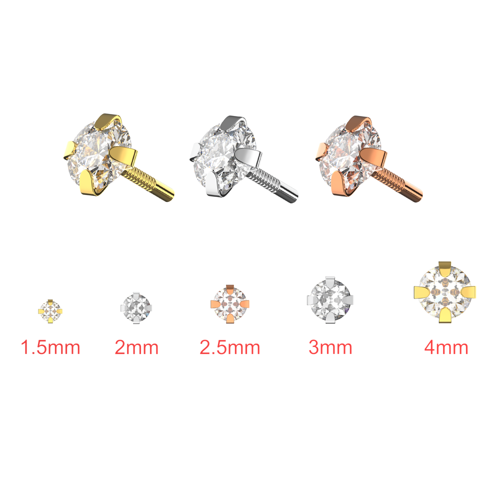 925 Sterling Silver Round CZ Jewelled Internally Threaded Top - Monster Piercing