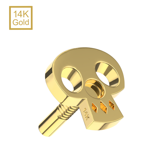 14K Gold Internal Thread Plain Skull Top - Monster Piercing