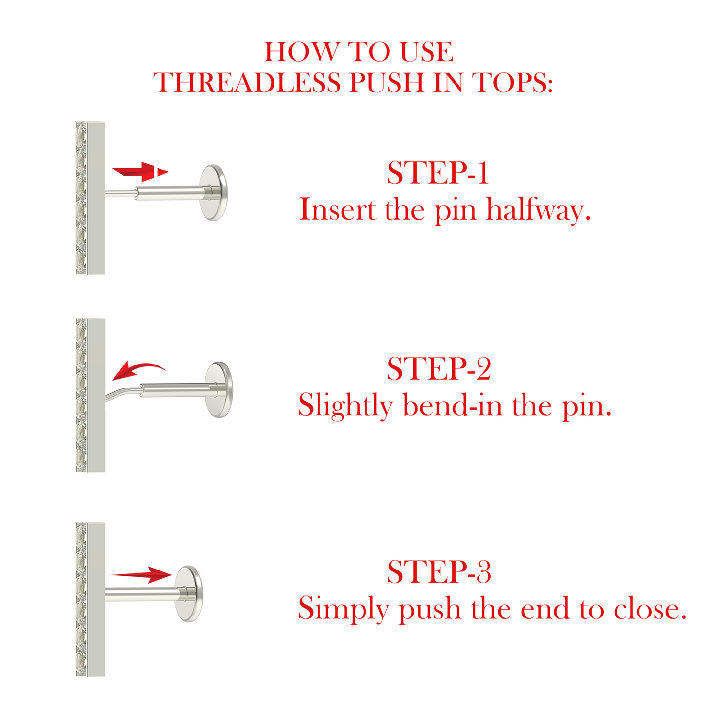 G23 Titanium CZ Jewelled Evil Eye Push-Fit Flatback Stud - Monster Piercing