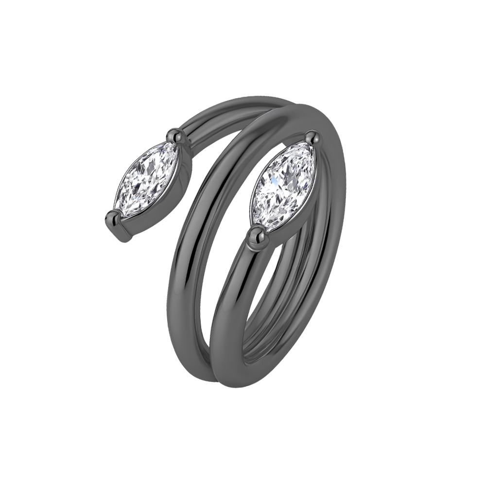 316L Surgical Steel Twin Marquise Hinged Segment Clicker Ring - Monster Piercing