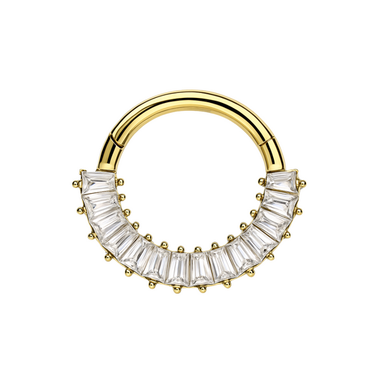 316L Surgical Steel CZ Jewelled 316L Hinged Segment Clicker Ring - Monster Piercing