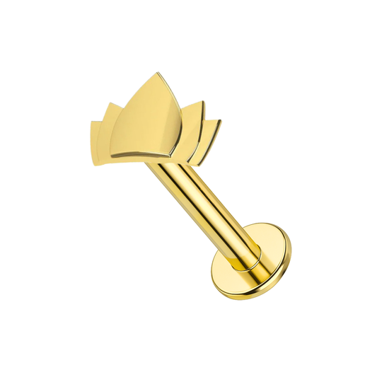 14K Gold Lotus Internally Threaded Screw Fit Stud