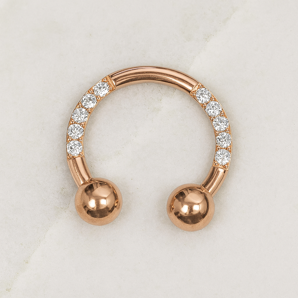 G23 Titanium Multi CZ Jewelled Circular Barbell with Ball - Monster Piercing