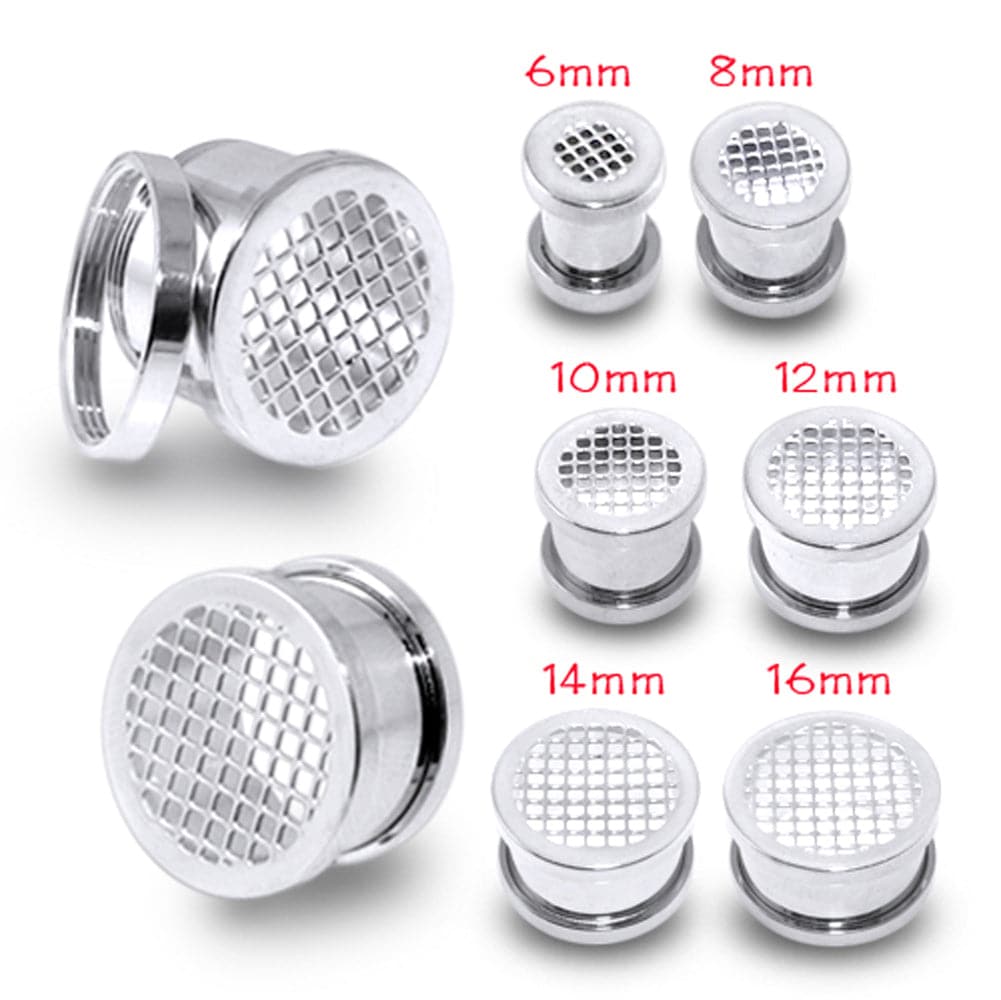 316L Surgical Steel Checker Screw Fit Flesh Tunnel - Monster Piercing